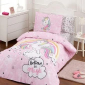 Özdilek Tek Kişilik Kapitoneli Ranforce Nevresim Takımı Unıcorn Pembe - 1