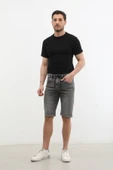 Erkek Likralı Bağcıklı Jean Şort - 3