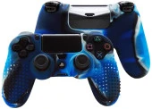 Cosmostech PS4 Controller Joystick Oyun Kolu Gamepad Uyumlu - Silikon Koruyucu Cover Mavi Kamuflaj - 1