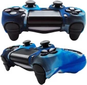 Cosmostech PS4 Controller Joystick Oyun Kolu Gamepad Uyumlu - Silikon Koruyucu Cover Mavi Kamuflaj - 2