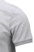 Erkek Polo Yaka Yumuşak Dokulu, Kol Bantlı Gri T-Shirt - 3
