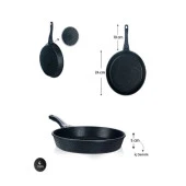 Acar Diamante Siyah 24 Cm Döküm Tava XDD-22-0036/12 - 2