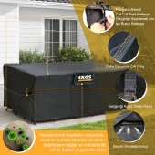 Haegs Bahçe Mobilyası Örtüsü, 150-150-74cm, Ağır Hizmet Oxford Kumaş, Su Geçirmez, Dış Mekan Veranda Masa Örtüsü, Havalandırmalı Masa ve Sandalye Koruma Kılıfı - 5