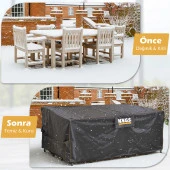 Haegs Bahçe Mobilyası Örtüsü, 150-150-74cm, Ağır Hizmet Oxford Kumaş, Su Geçirmez, Dış Mekan Veranda Masa Örtüsü, Havalandırmalı Masa ve Sandalye Koruma Kılıfı - 6