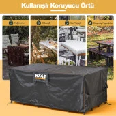 Haegs Bahçe Mobilyası Örtüsü, 150-150-74cm, Ağır Hizmet Oxford Kumaş, Su Geçirmez, Dış Mekan Veranda Masa Örtüsü, Havalandırmalı Masa ve Sandalye Koruma Kılıfı - 7