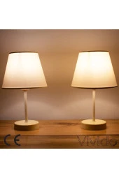 Vivido Abajur Krem Ikili Krem Ayaklı Abajur Seti - 1