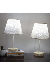 Vivido Abajur Sarmaşık Krem Ayaklı Modern Abajur 2'li Set thumbnail 1