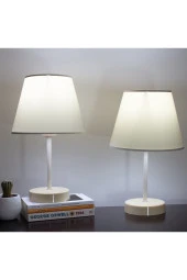Vivido Abajur Krem Krem Ayaklı Modern Abajur 2'li Set thumbnail 1