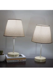 Vivido Abajur Kumbeji Krem Ayaklı Modern Abajur 2'li Set - 1