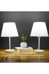 Vivido Abajur Beyaz Krem Ayaklı Modern Abajur 2'li Set thumbnail 1