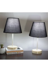 Vivido Abajur Siyah Krem Ayaklı Modern Abajur 2'li Set thumbnail 1