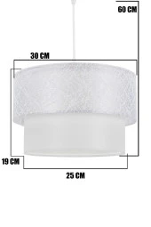 Vivido Abajur Dantelli Beyaz Üçlü Abajur Avize Seti Yatak Odası Aydınlatma - 4