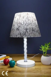 Vivido Abajur Desenli Beyaz Elegant Komodin Abajur Beyaz Ayaklı Aydınlatma - 1