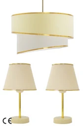 Vivido Abajur Krem Gold Julien Üçlü Abajur ve Avize Seti - 1