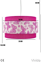 Vivido Abajur Dopia Pembe Kelebek Çocuk Odası Avize thumbnail 6
