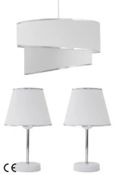 Vivido Abajur Beyaz Gümüş Julien Üçlü Abajur ve Avize Seti - 1