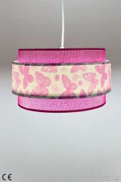 Vivido Abajur Dopia Pembe Kelebek Çocuk Odası Avize thumbnail 3