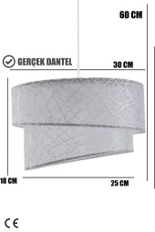 Vivido Abajur Dantel Beyaz Avize Bipartite - 3