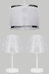 Vivido Abajur Dantelli Beyaz Avize Ve Abajur Seti Beyaz Ayaklı - 1