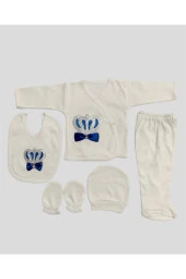 bombino O Bebe Erkek Taşlı 5li Hastane Çıkışı Zıbın Set Indigo - 1