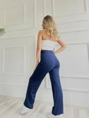 Kadın Modal Kumaş Palazzo Pantolon Lacivert thumbnail 7