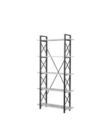 Evdesa Metal Kitaplık Dekoratif Raf Ev Ofis Rafı Kitap Dosya Rafı 5 Raflı Beyaz Mermer Kitaplık 180*25 - 5