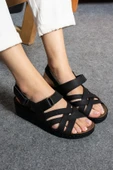 Albishoes Kadın Hafif Topuk 4,5 Cm Yumuşak Rahat Anatomik Taban Günlük Kadın Sandalet Anne Sandalet - 1