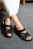 Albishoes Kadın Hafif Topuk 4,5 Cm Yumuşak Rahat Anatomik Taban Günlük Kadın Sandalet Anne Sandalet - 2