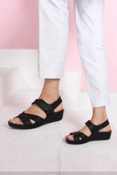 Albishoes Kadın Cırt Cırtlı Anatomik Rahat Yumuşak Taban Gün Boyu Rahat Kullanım Kadın Sandalet - 2