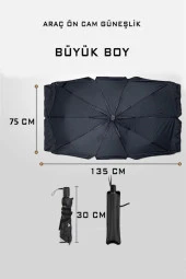 Araç Oto Güneşlik Katlanabilir Şemsiye Ön Cam Güneşlik 135cm-75cm - 7