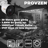Provzen RV Hikvision 1 Kamera Güvenlik Kamerası 20mt Gece Görüş - 4
