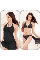 Bikini Mayo Örgü Model Yeni Sezon 3 Parça Siyah - 1