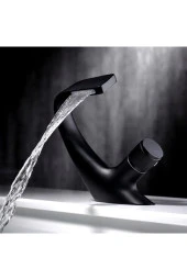 Banyo Lavabo Bataryası Mat Siyah Şelale Tasarım Yeni 5 Yıl Garantili thumbnail 1