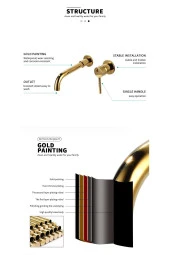 Banyo Lavabo Bataryası Ankastre Gold 2'li Set Yeni 5 Yıl Garantili Sıva Altı Dahil - 5