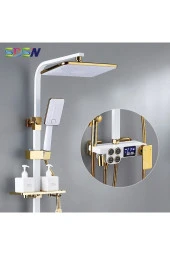 Banyo Bataryası Duş Seti Dijital Yeni Model Beyaz/gold Bideli Termostatlı Ithal 7 Yıl Garantili thumbnail 1