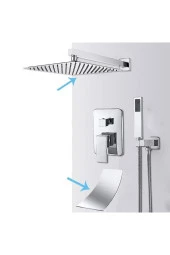 Banyo Bataryası Duş Seti Ankastre Krom Şelale 30x30 Tepe Duş 7 Yıl Garantili Sıva Altı Dahil - 3