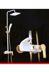 Banyo Bataryası Duş Seti Altın Dore Beyaz thumbnail 2