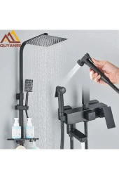 Banyo Bataryası Duş Seti Mat Siyah Sepetli Bideli Yeni Model Ithal 5 Yıl Garantili - 1