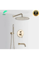 Banyo Bataryası Duş Seti Ankastre Mat Gold Yeni Ürün 3 Yollu Model Sıva Altı Dahil 7 Yıl Garantili - 1