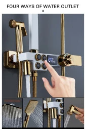 Banyo Bataryası Duş Seti Dijital Yeni Model Beyaz/gold Bideli Termostatlı Ithal 7 Yıl Garantili thumbnail 4
