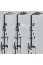 Banyo Bataryası Duş Seti Mat Siyah Sepetli Bideli Yeni Model Ithal 5 Yıl Garantili - 5