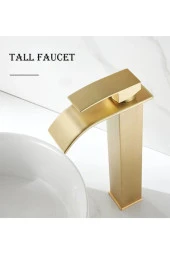 Banyo Çanak Lavabo Bataryası Mat Gold Renk Şelale Model 7 Yıl Garantili Ithal - 3