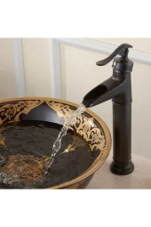 Banyo Çanak Lavabo Bataryası Siyah Şelale Model 5 Yıl Garantili Ithal - 1