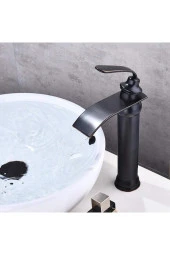 Banyo Çanak Lavabo Bataryası Mat Siyah Renk Şelale Model 7 Yıl Garantili Ithal - 4