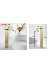 Banyo Çanak Lavabo Bataryası Mat Gold Renk Şelale Model 7 Yıl Garantili Ithal - 5