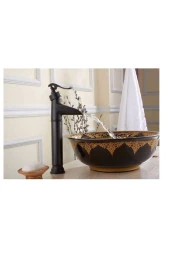 Banyo Çanak Lavabo Bataryası Siyah Şelale Model 5 Yıl Garantili Ithal - 3