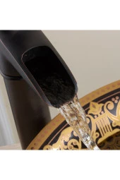 Banyo Çanak Lavabo Bataryası Siyah Şelale Model 5 Yıl Garantili Ithal - 4
