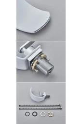 BANYO LAVABO BATARYASI BEYAZ/KROM ŞELALE 5 YIL GARANTİLİ İTHAL YENİ OVAL TASARIM. - 6