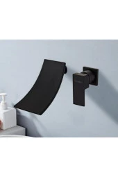 Banyo Lavabo Bataryası Küvet Jakuzi Ankastre Matt Siyah Şelale 5 Yıl Garantili Sıva Altı Dahil - 1