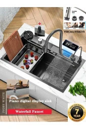 Dijital Eviye Seti Ve Bataryası Teknolojik Antrasit Çelik 8 Fonksiyon Yeni Full Set Ithal 75x46cm - 1